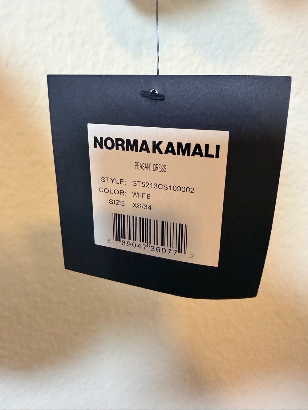 NWT Norma Kamali Peasant Dress White XS Off Shoulder Smocked Cotton Mini - Picture 2 of 9